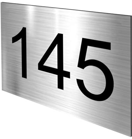 DECOHO - Numéro boîte aux Lettres Personnalisable - Plaque Plastique 1,6 mm Argent Chiffres Noirs - Format Rectangle 50x35 mm adhésif 3M - Argent