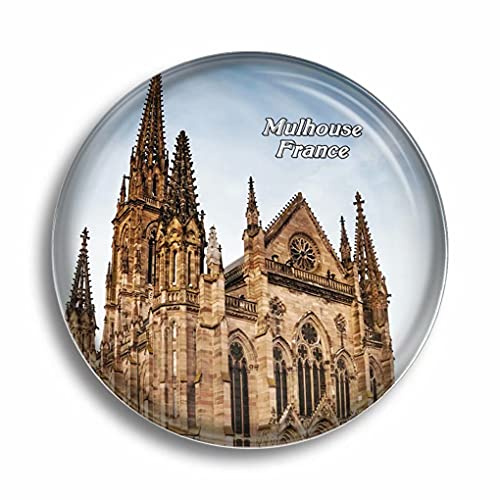 Magnete da frigorifero Francia Cattedrale Mulhouse Calamita in vetro per frigorifero Souvenir Carino Cristallo Magnete Decorazione per Lavagna Ufficio Casa Regalo
