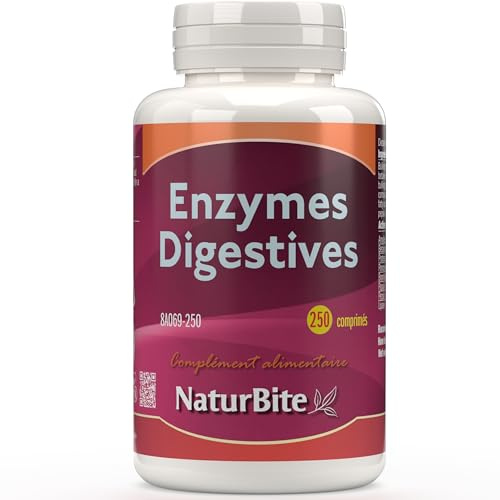 Naturbite Enzimas Digestivas, 250 comprimidos, Naturbite. Mejora del proceso digestivo facilitando la descomposición y absorción de los nutrientes de los alimentos