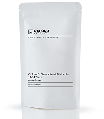 Children's Chewable Multivitamin 11-14 Years | Natural Orange Flavour | Immune, Energy & Cognitive Support | Gelatine-Free & Vegetarian | Oxford Vitality (365 Tablets)