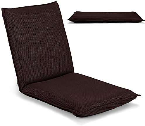 RELAX4LIFE Bodenstuhl klappbar, Bodensessel mit Liegefunktion, Lehnstuhl mit 6 Einstellbarer Rückenlehne, Bodensitz zum Fernsehen Lesen Spielen, Meditationsstuhl Lazy Sofa gepolstert (kaffeebraun)