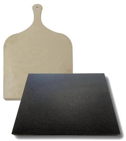 Plaque en pierre de lave Etnea + Planche omage-ollaire, réfractaire pour barbecue au gaz, four électrique pour pizza pain, grill grill (40 x 30 cm3)