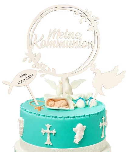 Cake Topper Kommunion, Kommunion Kuchen Dekoration, Mein Confirmation Cake Topper, Taufe Holz Kuchen Dekoration, Erstkommunion Dekoration für Jungen Mädchen