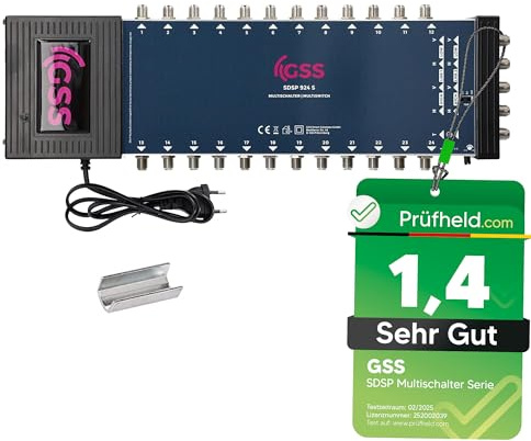 [ Test SEHR GUT *] GSS 9/24 Multischalter für Quattro & Quad LNB, Multiswitch für 2 Satelliten & 24 Teilnehmer (Fernseher, Sat Receiver), 4K Antennenverteiler, für Satellitenschüssel Satanlage
