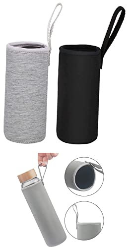 BigCheer Wasserflasche Neopren Beutel Flaschen Thermo-Hülle Taschen Flaschen Wasserflasche Thermo-Hülle Isolierte Neopren Flaschenhülle Passend für Teeflaschen Teebereiter Glas Wasser-Flasche 2 Stück