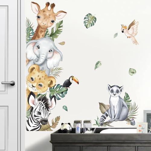 decalmile Pegatinas de Pared Animales Jungla Vinilos Decorativos Puerta