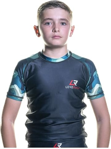 Barn Jiu-Jitsu No-Gi BJJ brottning MMA boxning muay thai surfing sommar utslag väst rash guard, Kamouflage, 6-9 År