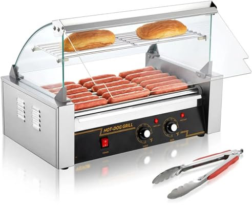 PLABNK Kommersiell varmkorvsmaskin elektrisk korvmaskin, 7 rullar non-stick hot dog maskin korv matlagningsmaskin