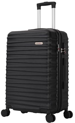 TROLLEY ADC - Valise Cabine 55x34x23 - Rigide, Légère 2,5 Kg - 39 litres - 4 Doubles Roues Silencieuses - Maniable, Pratique et Étanche - Collection Lana - Noir