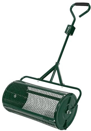 Esparcidor de turba, herramientas de jardinería con mango en forma de T mejorado, esparcidores de césped for jardín, esparcidor de abono de 24 pulgadas for abono, turba, tierra vegetal, siembra