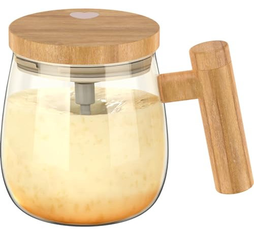 Selbstrührende Tasse 400ml 7000 U/min Ultra Feiner Geschmack Selbstrührender Becher IP68 Wasserdicht mit Dreizackige Rührstab Elektrischer Rührbecher Self Stirring Mug für Kaffee Milch (Stil2)