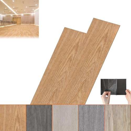 ACXIN PVC-golvbeläggning, självhäftande vinylgolv med klicklås, laminerat självhäftande vinyl, träeffekt (Brunt trä, 5 m² (54 stycken))