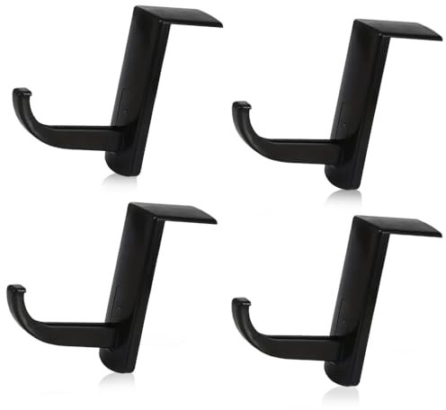 AKSIQIOL 4-Pack Self-Adhesive Headphone Hooks,4.5cm Wide Universal Headphone Holder for Desk, Wall, or Monitor,Black