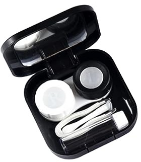 Ipetboom 1pieza Estuche De Lentes De Contacto Negro Caja De Viaje Accesorios para Mujeres Incluye Espejo y Botella De Cuidado