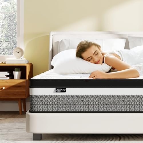 Bednew Double Mattresses 35cm, 13.8 Inch Innerspring Hybrid Mattress Double 4FT6 with Breathable Foam and Pocket Spring For Cool Comfort Sleep, Medium Firm Mattress(135x190x35cm)