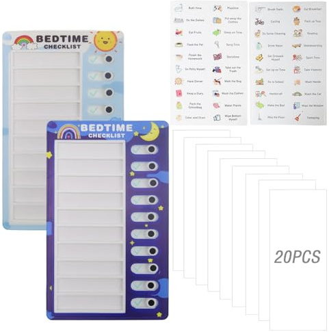 CHSEROK To Do List, 2 Pièces Planificateur, ABS Routine Enfant, avec 20 Cartes Vierges Interchangeables, pour la Planification des études, la Planification, les Listes de Tâches