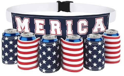 Suaetiai American Patriotic Beer Belt, Novelty USA Beer Vest for Men