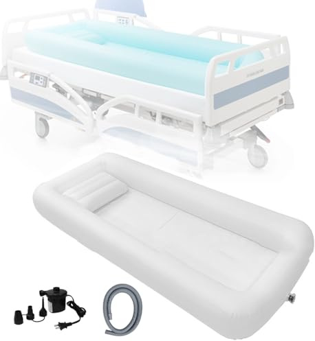 Kit Vasca Doccia Gonfiabile Con Pompa Ad Aria Elettrica,Vasca Da Bagno Per Adulti In PVC,Vasca Da Bagno A Letto, Ausilio Per Anziani, Disabili, Pazienti Costretti A Letto,76.7×35.4×7.8 In A