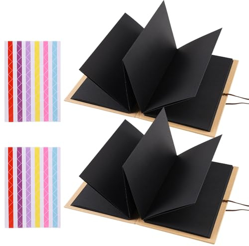 2 Piezas Album Acordeon Picture Frames Decoración,18 x 12cm Libro de Recuerdos Plegable con Fotos,Negro Libro Negro para Escribir,Album,Álbum de Recortes para Cumpleaños,Graduación y Matrimonio