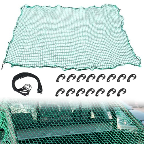 Cargo Net Safety Net 2.5m X 3.5m Universal Car Storage Nets with 15 Pcs Hooks and Elasticated Bungee Heavy Duty Trailer Netting Anti-Falling Mesh Cover for Van Car Boat SUV Snowmobile