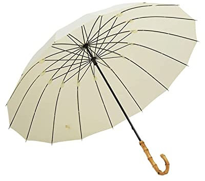 ThreeH Bamboo Stick Umbrella Auto Open Solid Color Fashionable and Simple 190T 16 Ribs,KS08 Green