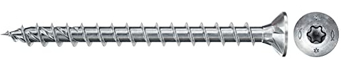 fischer 50 tornillos para aglomerado Power-Fast II 4,5 x 30 con cabeza avellanada con estrella interior TX totalmente roscada galvanizada azul pasivada (artículo n.º 670660)