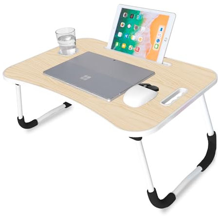 unycos - Klappbarer Laptoptisch, Betttablett, Leseständer, Computertisch, Frühstückstablett, Beistelltisch | Tisch zum Arbeiten, Lernen, Frühstücken oder Filme Schauen (Holz ohne Schublade)