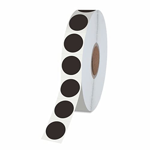 1500 Stück runde schwarze Aufkleber, permanente Inventaretiketten mit Perforationslinie in einer Rolle für Büro, Einzelhandel, Zuhause, Klassenzimmer, Lager (1,3 cm Durchmesser)