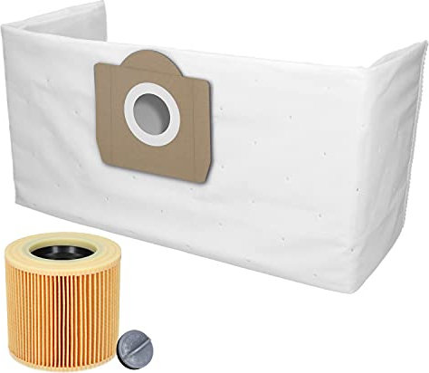 10 bolsas de aspiradora de fieltro para Kärcher 6.959-130.0 - WD3 Premium, MV3, A2604, A2204, A2254, bolsas para aspiradora, aspiradora multiusos + 1 filtro de cartucho KA39