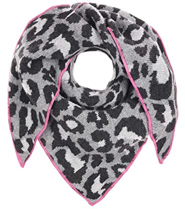 Zwillingsherz Dreieckstuch Stola Schal mit Kaschmir und Wolle für Kids Mädchen Jungen Kinder - Hochwertiges Cashmere Halstuch mit Leo Animal Print - Perfekt für Sommer Herbst Winter