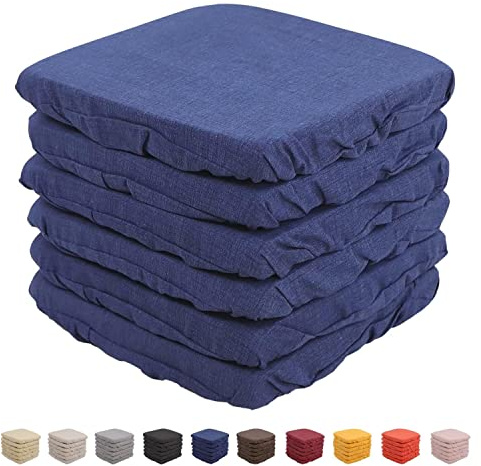 Intimitaly Set 6 Cuscini Sedia Vesto Con Elastico da Schienale Comodi Made in Italy in Cotone Imbottiti e Spessi 6 Cm (6 Blu)