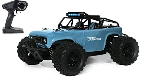 TURBO CHALLENGE - Sand Rider - 4X4-092302 - Coche de Control Remoto - Azul - 1/18 - Listo para Usar - Batería Recargable y Pilas Incluidas - Plástico - A Partir de 8 años