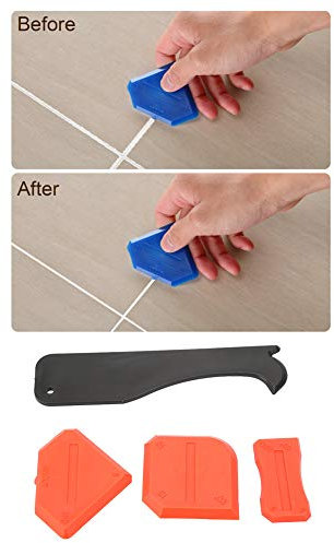 Lot de 4 Outils de Calfeutrage Dissolvant de Mastic Silicone Pelle Dissolvant de Calfeutrage pour l'étanchéité des Joints de Douche et D'évier (Rouge)