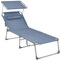 SONGMICS Große Sonnenliege, klappbarer Liegestuhl, 71 x 200 x 38 cm, Belastbarkeit 150 kg, mit Sonnenschutz, Kopfstütze und Verstellbarer Rückenlehne, für Garten Pool Terrasse, blau GCB022Q01