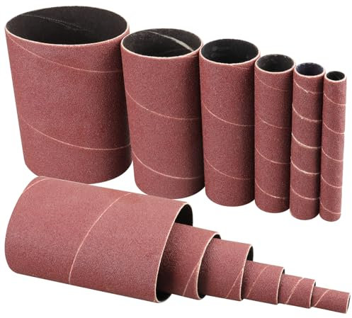 Shineboc Spindle Sander Sleeves for Spindle Sander 120 Grit Sandpaper, 115mm Length, 6 Different Diameters 1/2 in., 3/4 in., 1 in., 1-1/2 in., 2 in. and 3 in