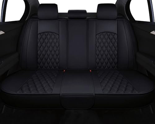 WANGIRL Sitzbezug Auto Rückbank, Autositzbezüge PU Leder Universal Geteilter, Kompatibel mit Den Meisten Limousinen und SUV (Schwarz)