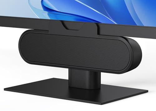 Inwa Computer Speakers for Desktop PC, USB Monitor Speaker Bar with Clip-On, Wired Desk Speakers with HD Stereo Loud Sound, Laptop Speaker Mini Sound Bar, Easily Clamps to Monitor