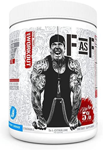 5% Nutrition Full As F Overdosed Nitric Oxide Booster, Stim-Free Pump Pre-Workout | Massive Pumps Strength Gains & Endurance | L-Citrulline, Nitrosigine, Danshe (350g, Blueberry)