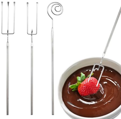 BUOKSLLY 3 forchette per cioccolatini, in acciaio inox, multifunzionali per fonduta di cioccolato, cioccolatini, fai da te, decorazioni da dessert – perfette per casa, ristoranti e alberghi