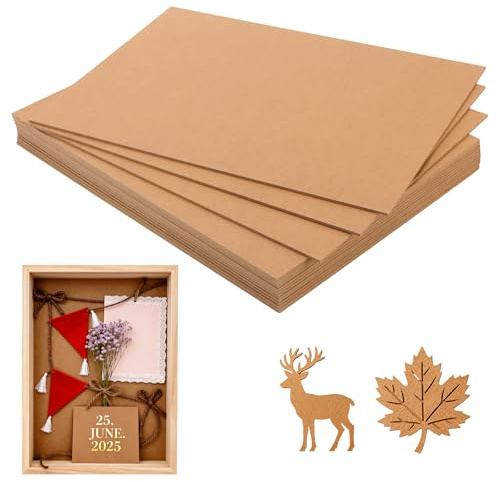 SYUTBOU 16 Stück 420 x 300 x 3mm MDF Platten, Dünne Holzplatten, Braun Mdf Holzplatten für Handwerk, Dekoration und DIY Projekte