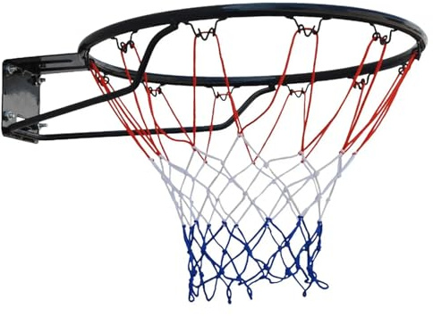 Aro de Baloncesto, reemplazo de aro de Baloncesto Resistente de 15 Pulgadas con Red, de Montaje en Pared para niños, Entrada, Patio Trasero, Interior y Exterior, Negro