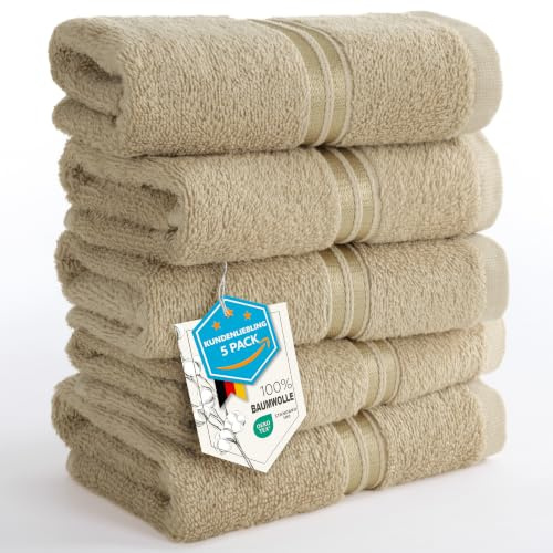 Hammetex Toallas de Invitados Pack de 5, 30x50 cm, 100% Algodón Rizo | Certificadas OEKO-TEX, suaves y absorbentes, rizo, con presilla, para el baño, aseo de invitados y cocina