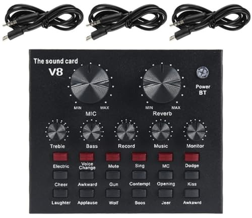 Carte Son Externe USB Professionnelle Volume Réglable Volume Réglable | Mixage Audio, Réglage des Basses, Boîtier Métal Noir, Usage Diffusion en Direct et Karaoké, 1 Ensemble