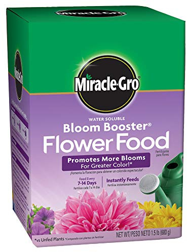 Miracle-Gro Water Soluble Bloom Booster Flower Food, Plant Food for Annual and Perennial Flowers, In-Ground and Container Plants, Roses, Hydrangeas, Hibiscus, 1.5 lb.