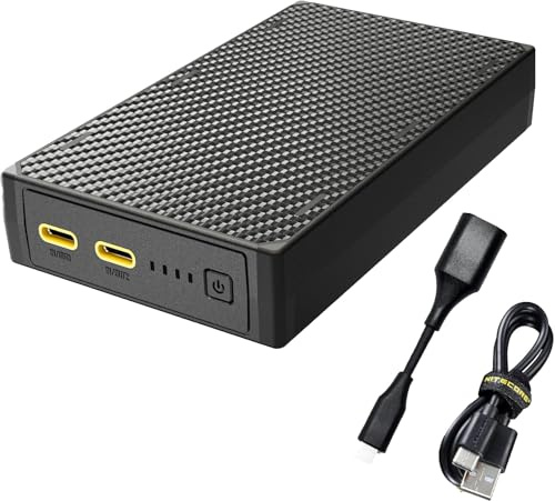 Nitecore Powerbank NB20000 Gen3 - Power Bank mit 20000mAh und ultraleichter Kohlefaser, tragbares USB-C Ladegerät, schnell aufladende Power Delivery
