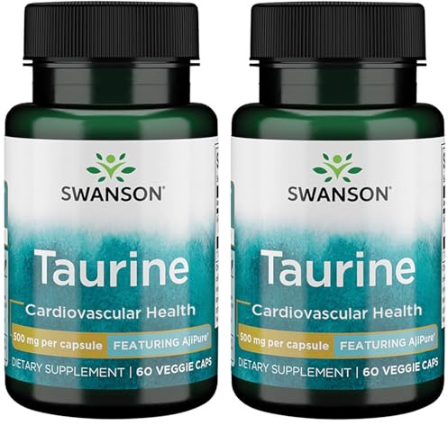 Swanson Amino Acid Ajipure Taurine Pharmaceutical Grade 500 Milligrams 60 Veg Capsules (2 Pack)
