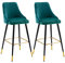 Duhome Barhocker 2er Set Samt, Barstuhl Hocker Modern Design Tresenhocker Bistrohocker mit Metallbeine für Küche Bistro Bar Café Counter, Petrol