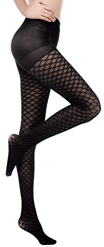 C4N Women's Fishnet Tights - High Waist Shaping Pantyhose, Slimming Stockings for Daily Wear & Valentine's Day Gifts,Black,S