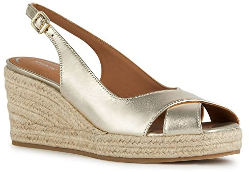 Geox D Panarea, Sandali espadrillas wedge Donna, Oro (Lt Gold), 39 EU