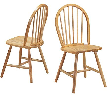 GiantexUK Set of 2/4 Wooden Chairs, High Back Dining Chair Set, Stylish Country Style Kitchen Chair Seats for Home,Dining Room, Restaurant & Cafe(2PCS, Natural)